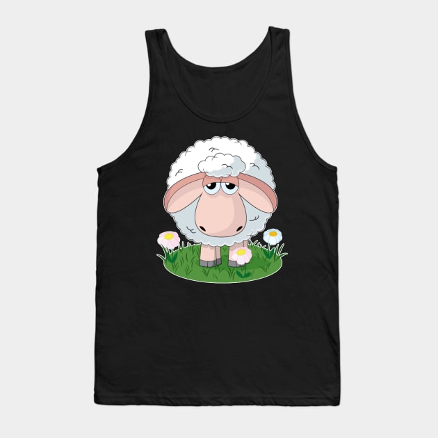 Cute sheep with flower wool T-Shirt gift for girls women Tank Top by Kaileymahoney